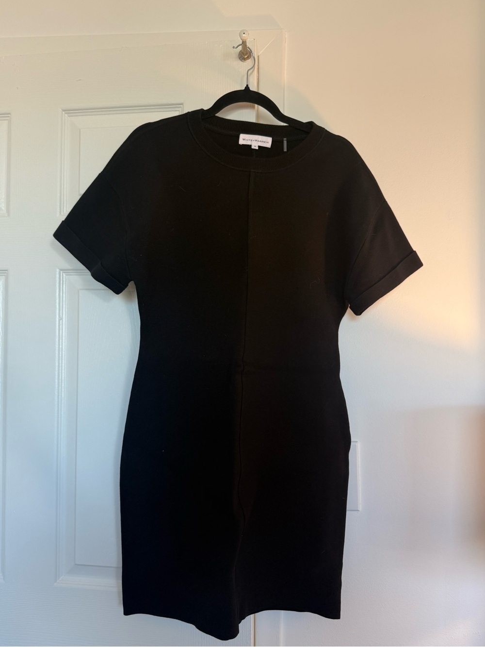 White & Warren Black knit dress